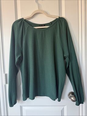 Violets & Roses Forest Green Long Sleeve Textured Tunic